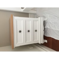 black butt top  white base 3 drawers bed side table